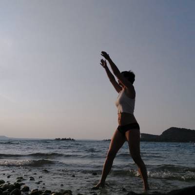 I do my yoga in the morning at the lake